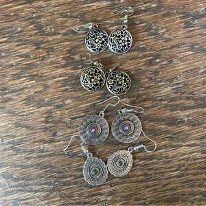 Cosmetic jewelry  BUNDLE Silver & gold Earrings set of 4